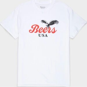 Men’s Beers USA Eagle Logo White Tee- NWT